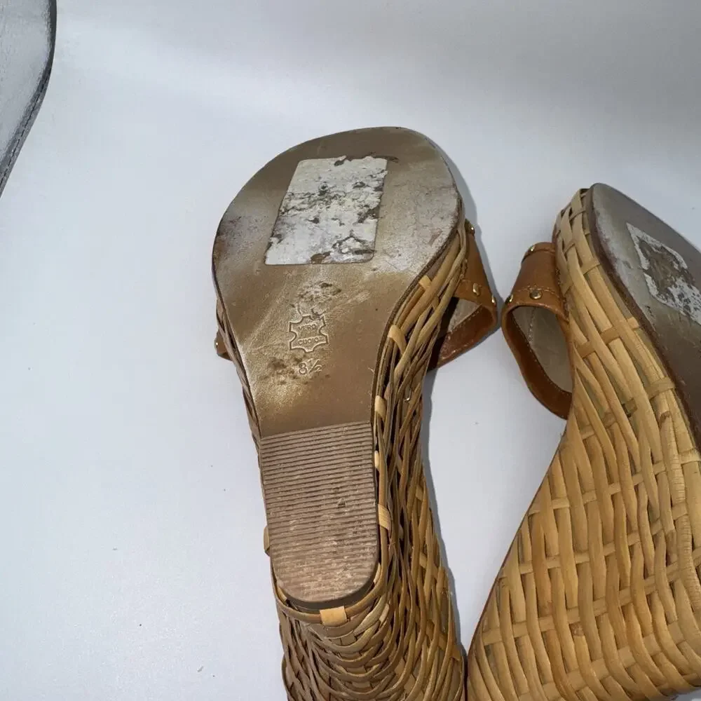 Michael Kors Santorini Wedge Slide Sandals Brown Leather Women’s 8.5